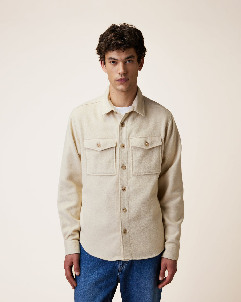 chemise-beige-fonce-coton-modele-flavigny-S3
