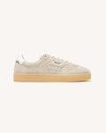 Sneakers aus beige-grauem Veloursleder
