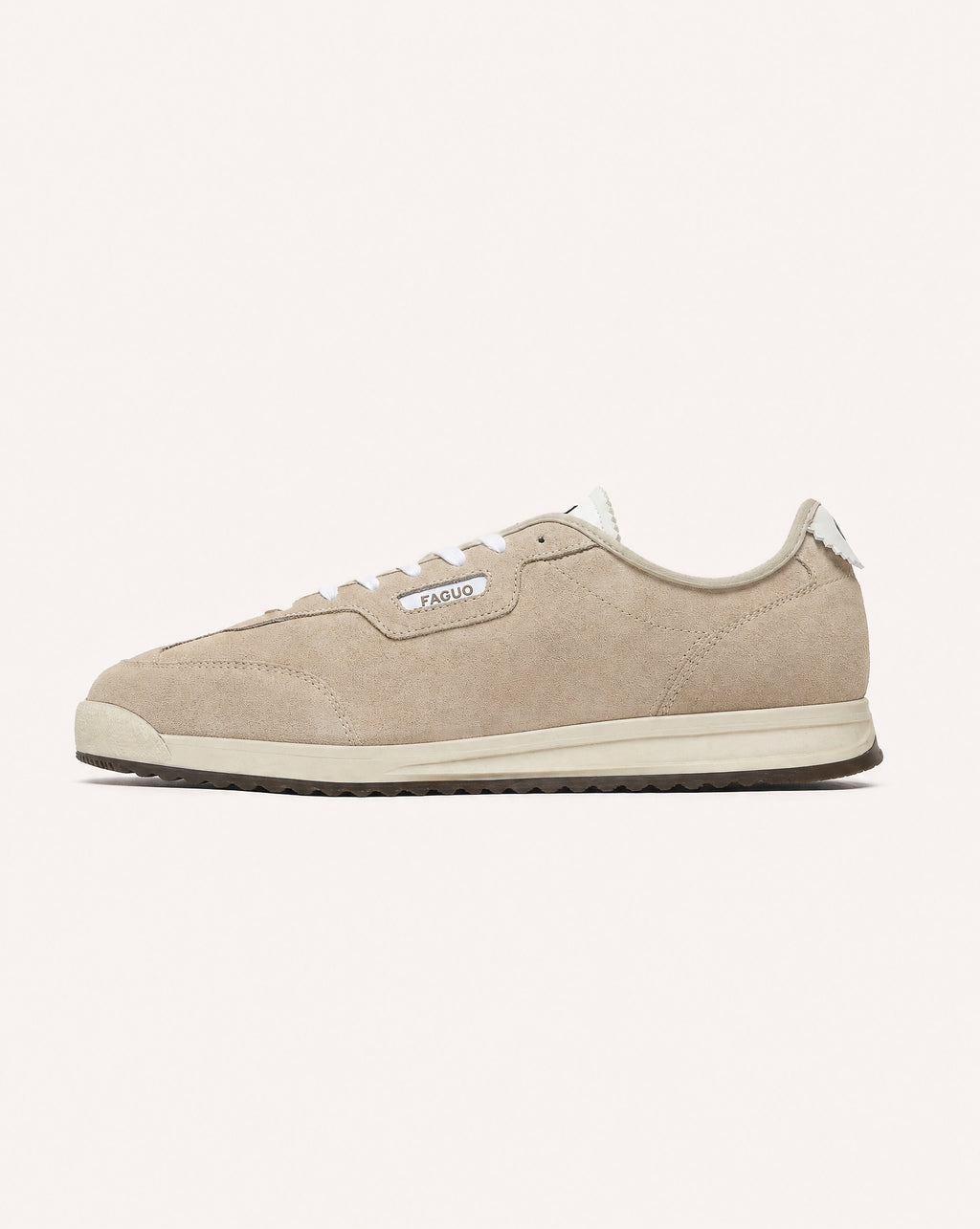 Beige sneakers van suèdeleer