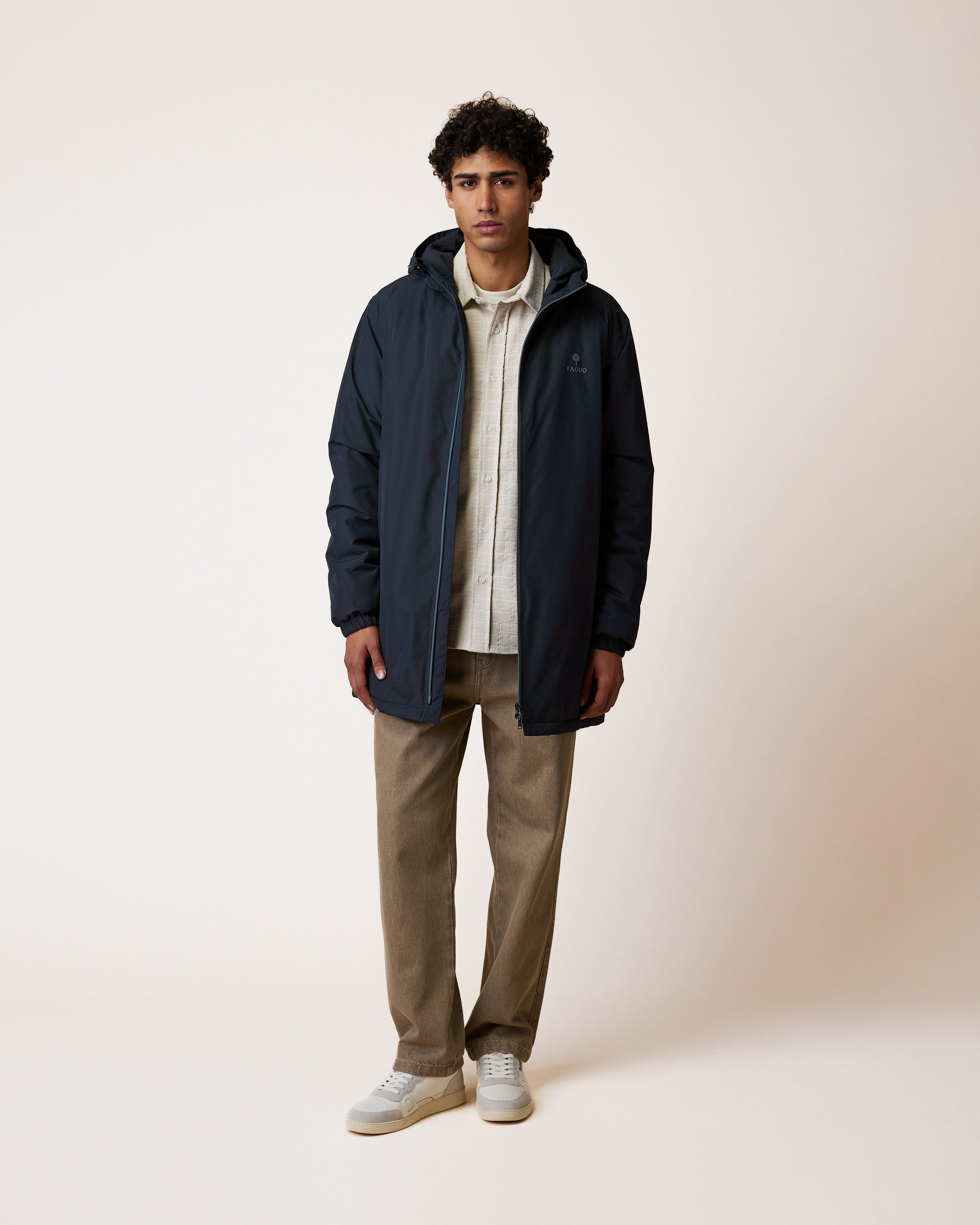 Parka imperméable longue bleue