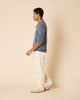 Blauwe wollen pullover met ronde hals