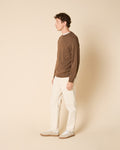 Round-neck wool jumper in taupe