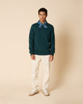Forest green round-neck wool jumper