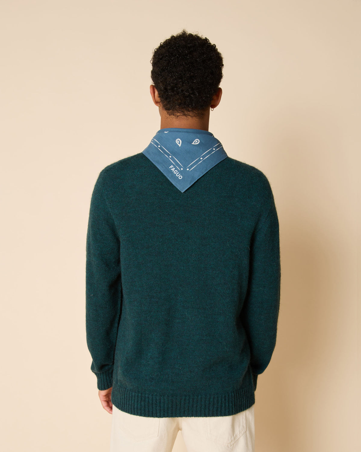 Forest green round-neck wool jumper