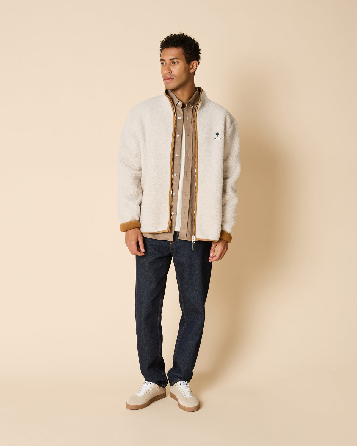 Beige Fleecejacke