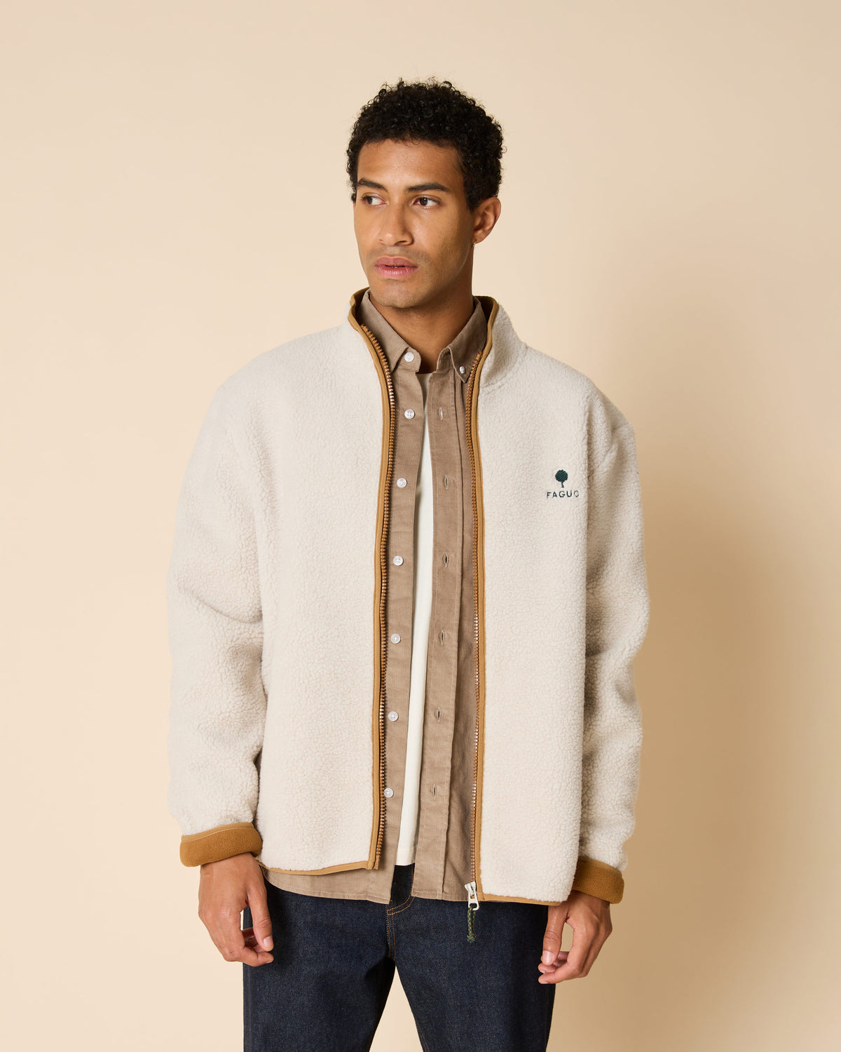 Beige Fleecejacke