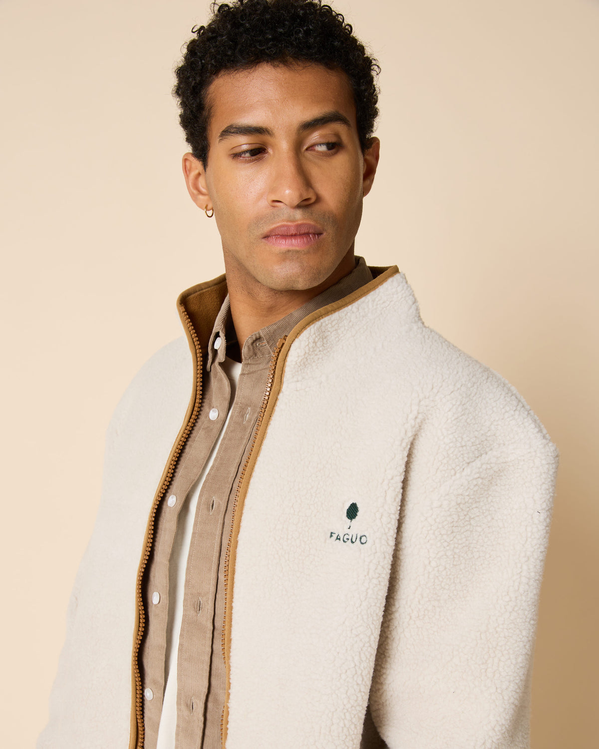 Beige Fleecejacke
