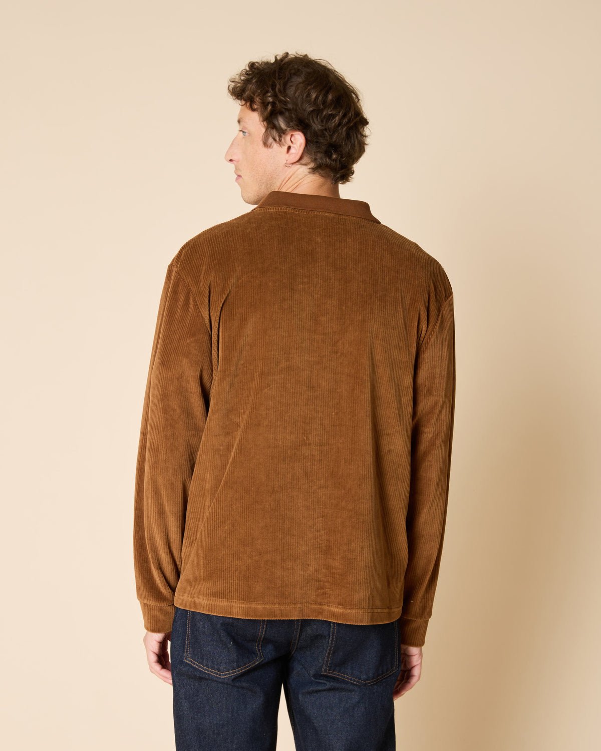 Polo manches longues camel coton bio