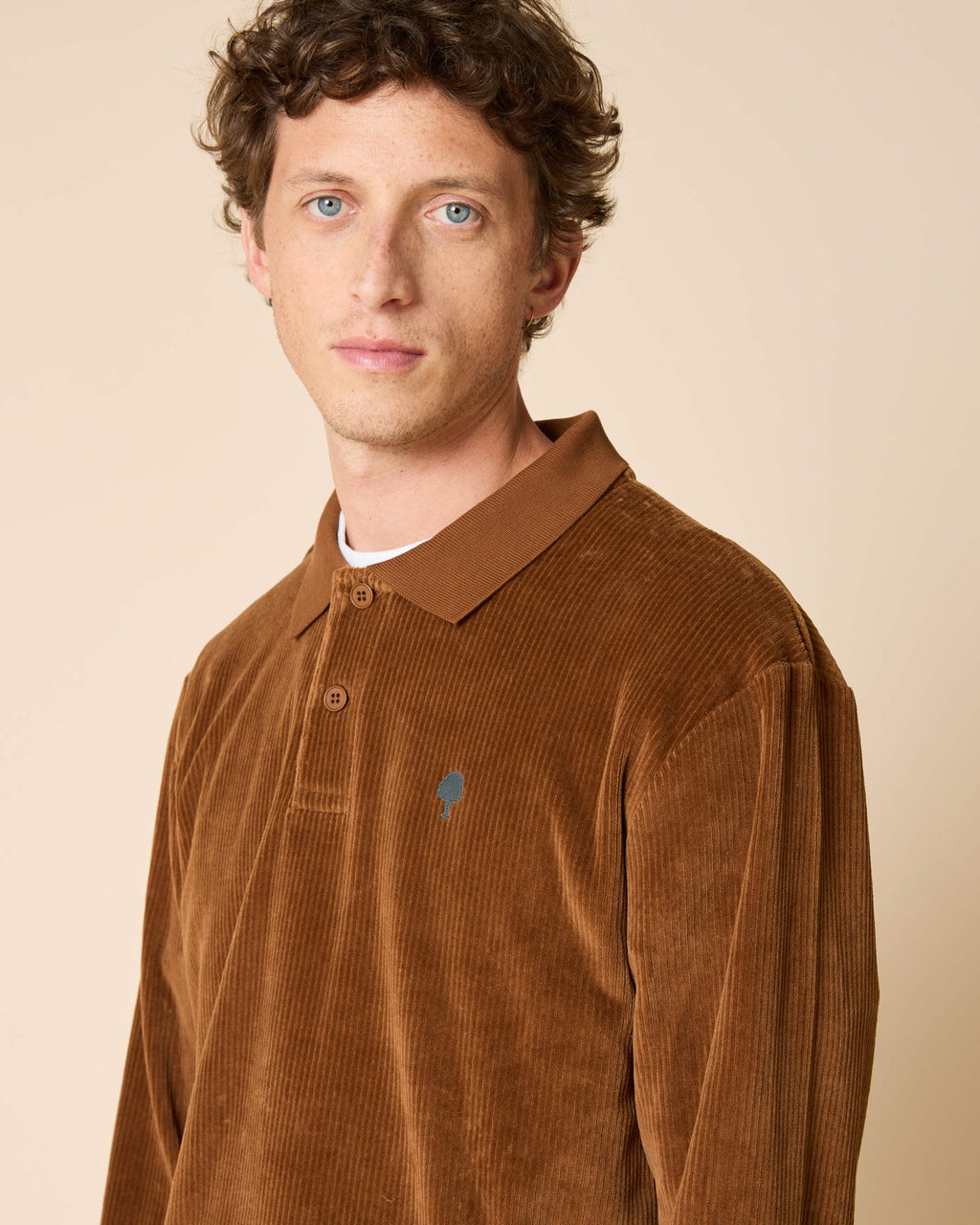 Polo manches longues camel coton bio