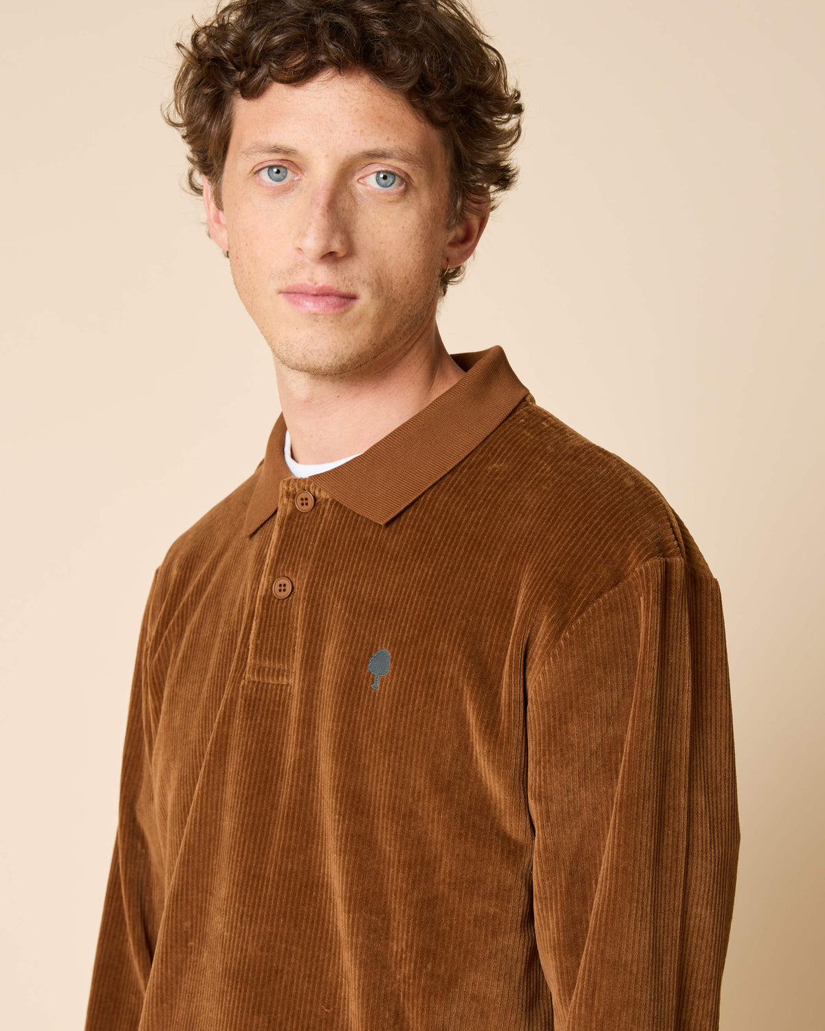 Polo manches longues camel coton bio