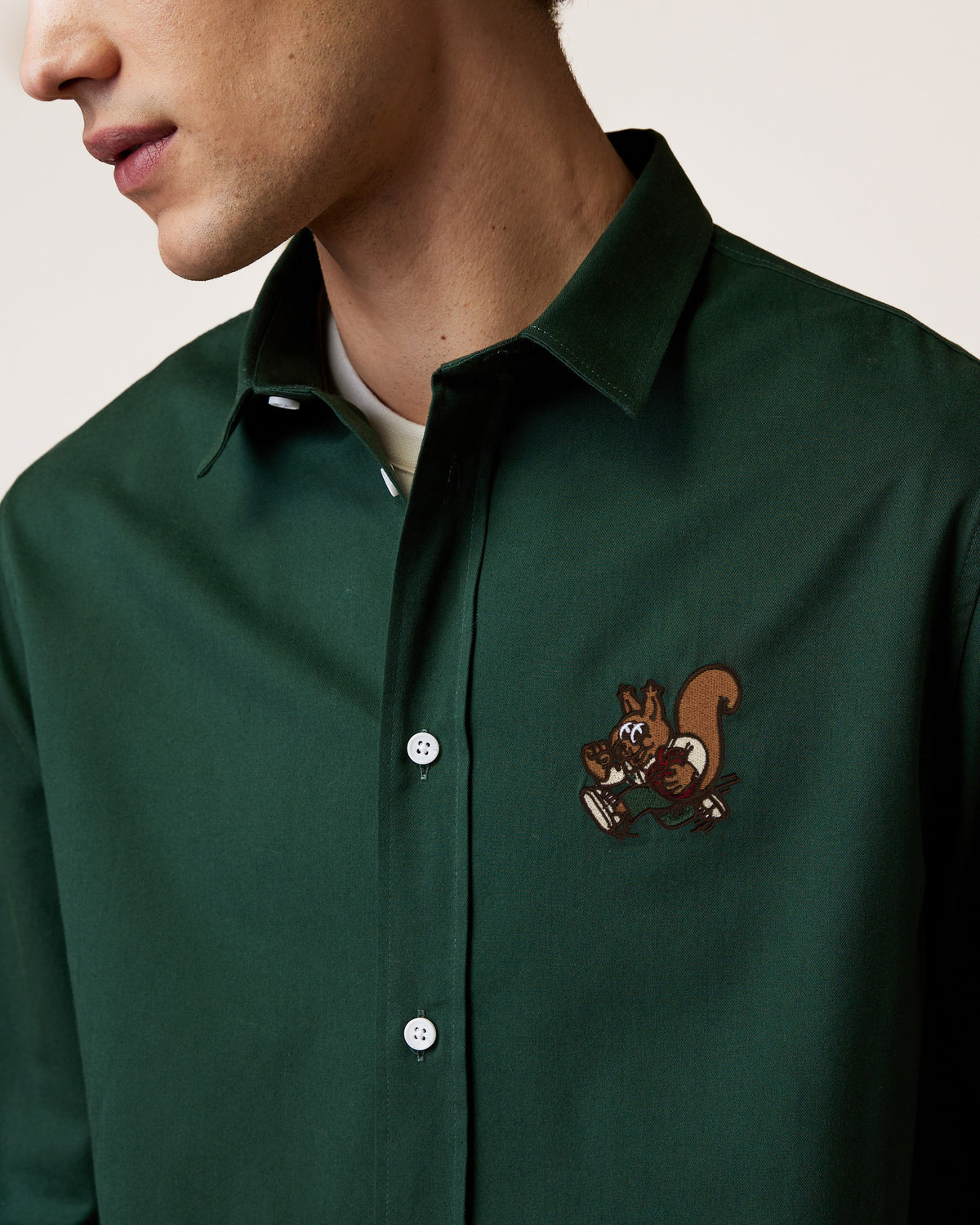 Chemise brodée vert forêt