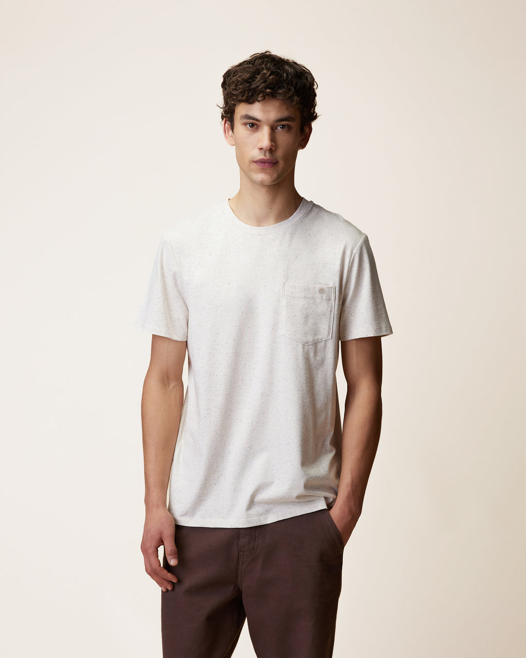 T-shirt chiné écru coton