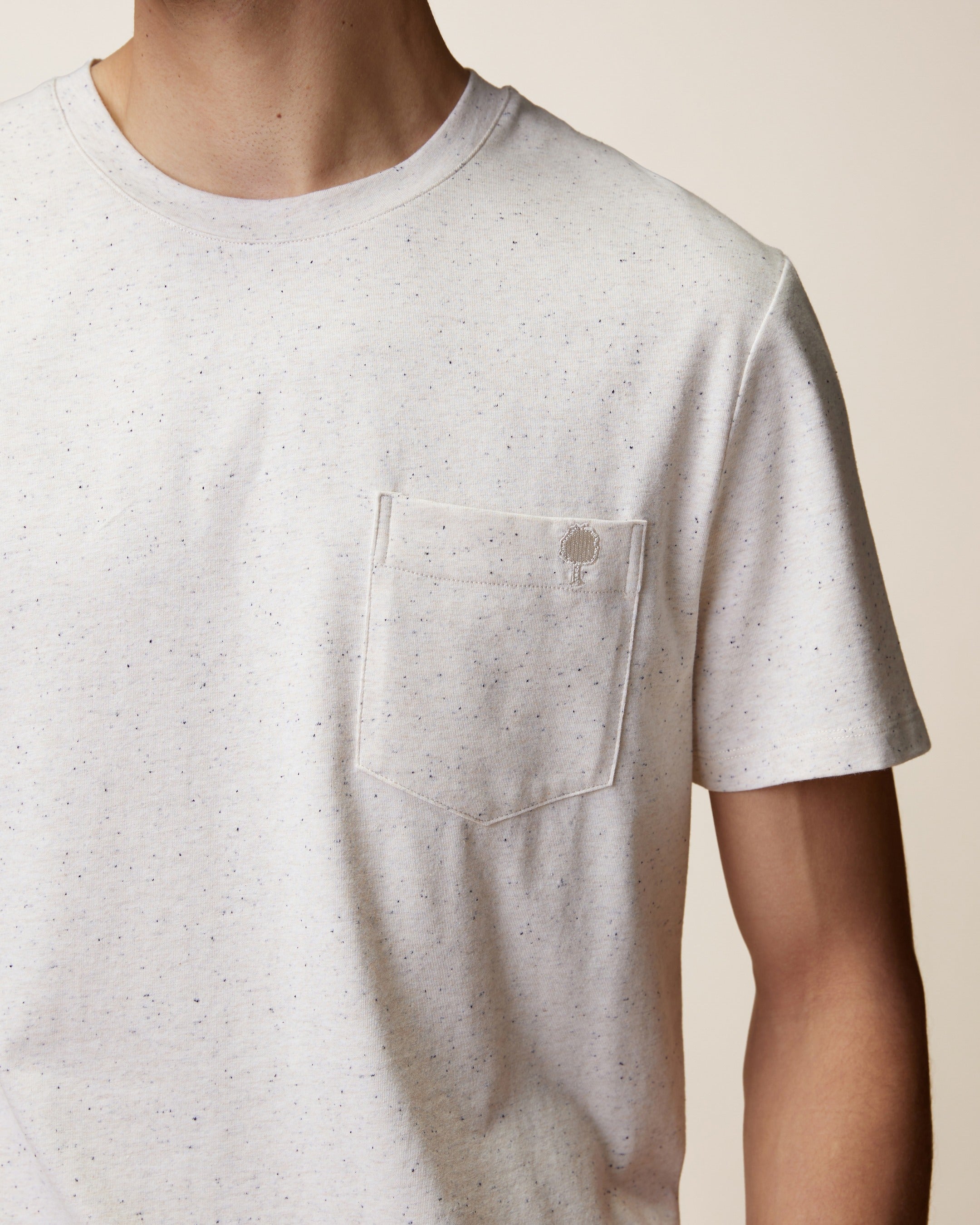 T-shirt chiné écru coton