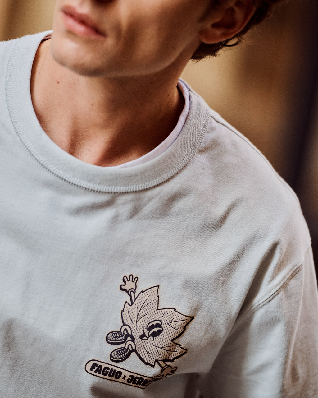 T-shirt large imprimé bleu coton recyclé