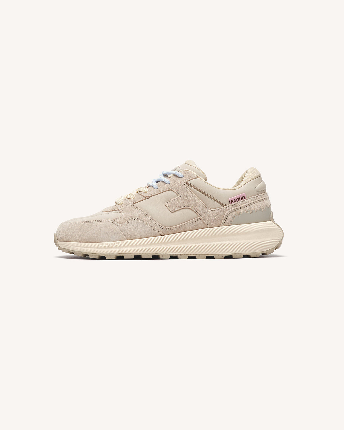 Sneakers aus Leder und Veloursleder in Hellgrau