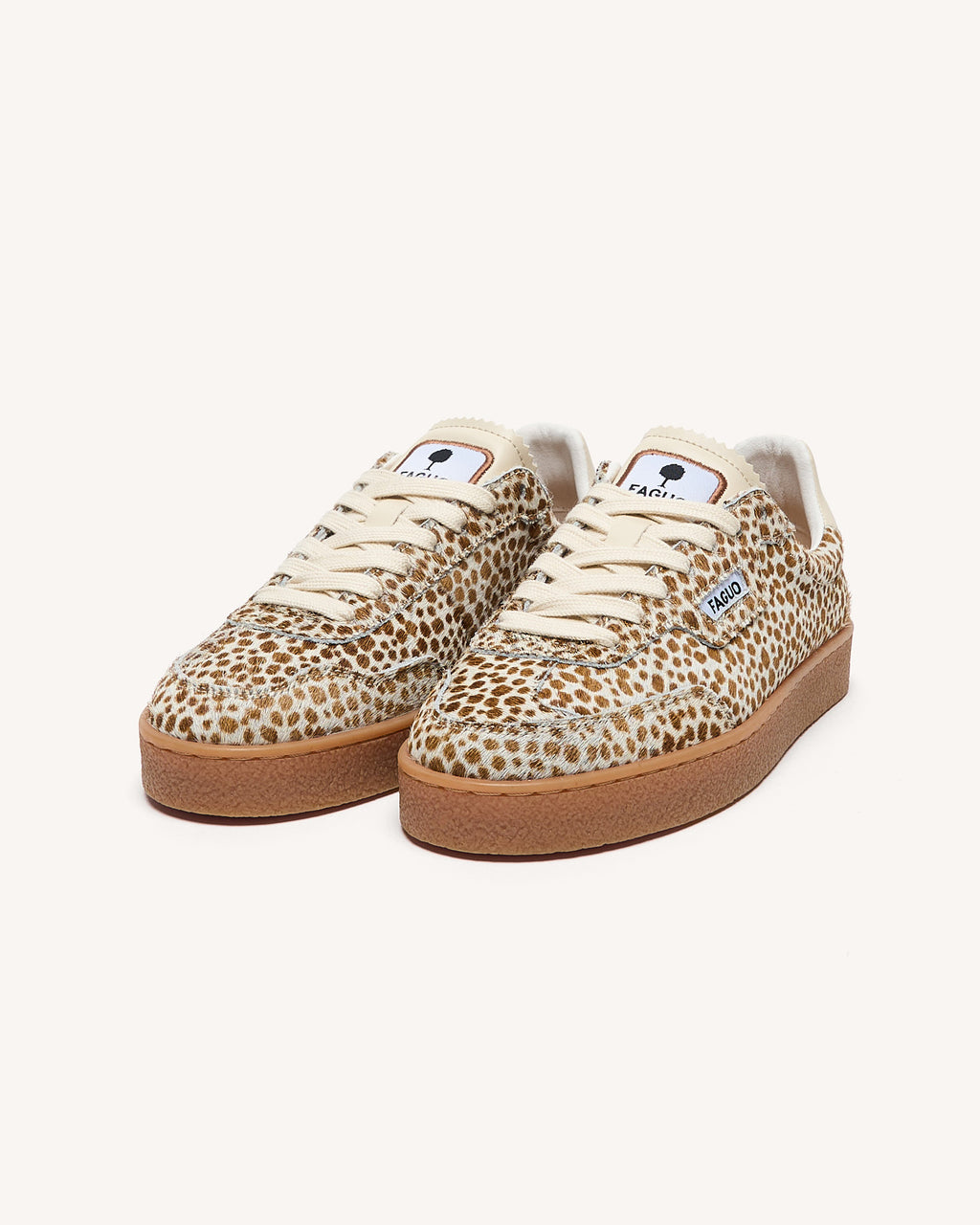 Baskets basses Lumbo Suede Ecru/leopard