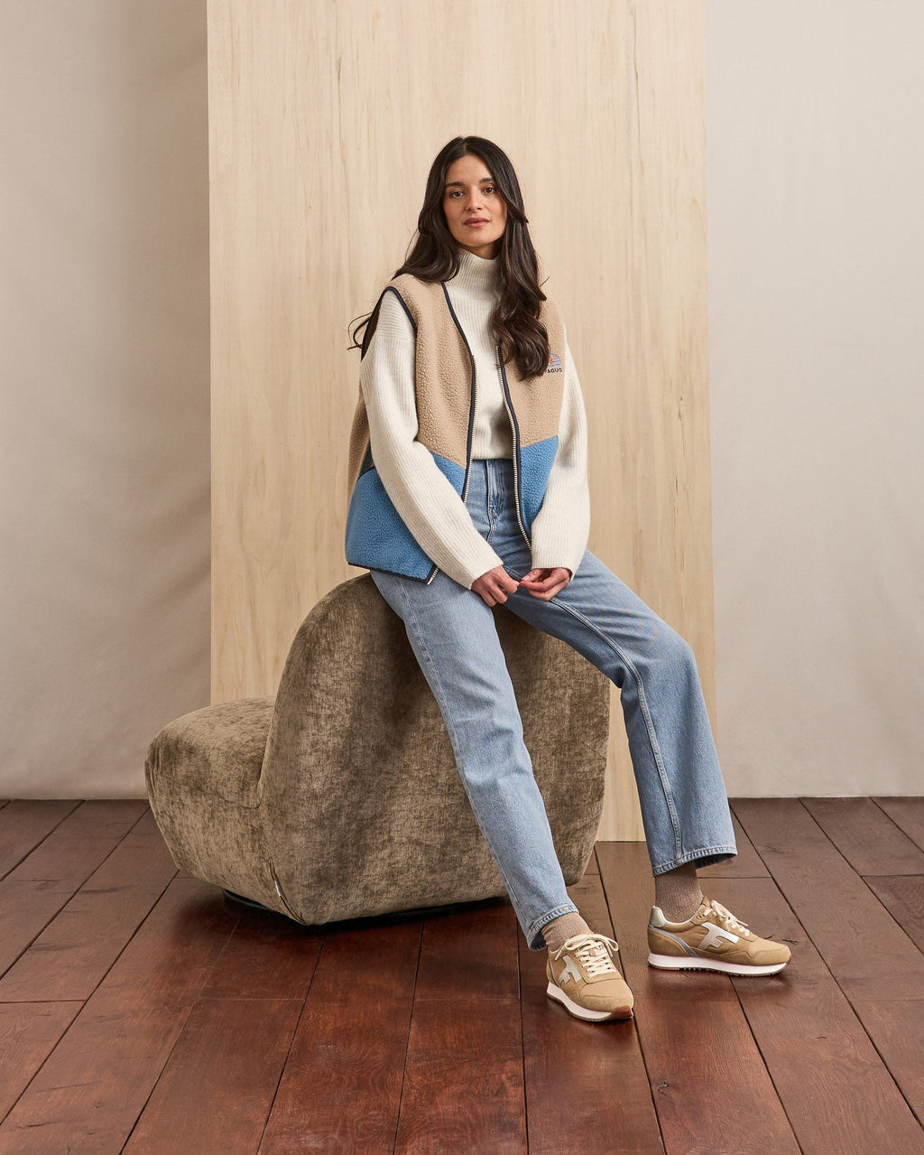 running-beige-doree-polyester-recycle-modele-elm-P10