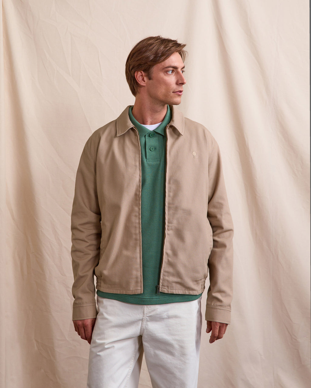 Blouson coton taupe
