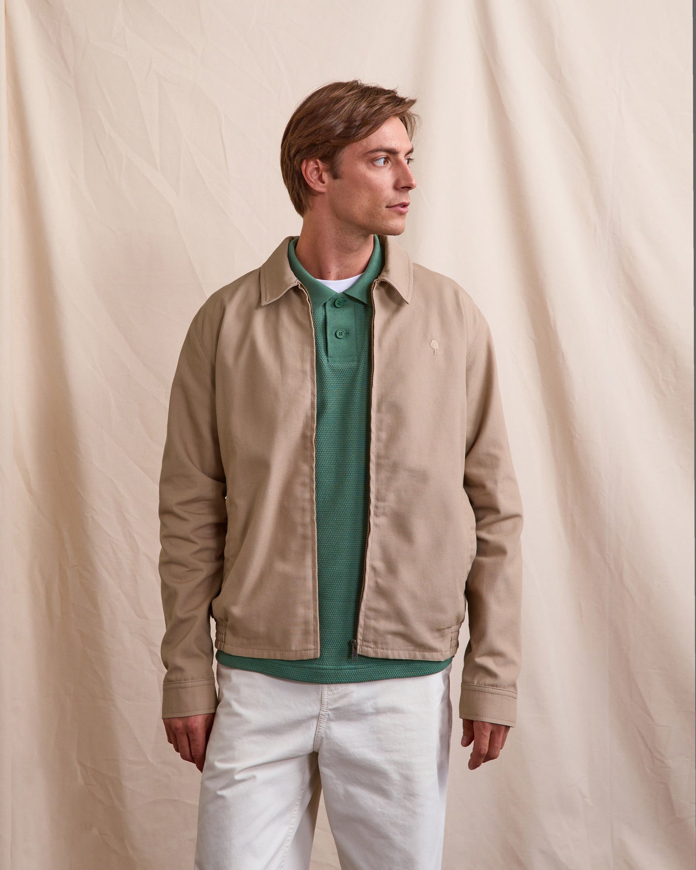 Blouson coton taupe