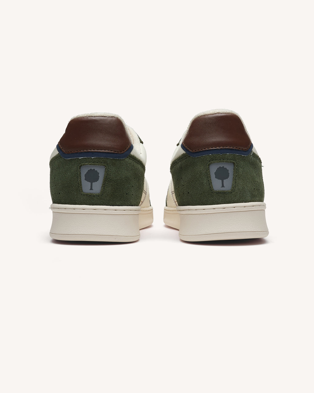 Baskets cuir blanc et kaki