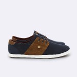 LEATHER AND SUEDE TENNIS NAVY & NUTMEG