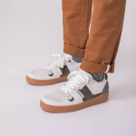 CREAM & KAKI SNEAKERS IN RECYCLED POLYESTER LEATHER & SUEDE