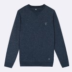 NAVY ROUND COLLAR SWEATER IN RECYCLED COTTON
