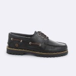 BLACK BOAT SHOES IN  LEATHER
