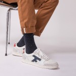 CREAM & NAVY SNEAKERS IN NYLON SUEDE & RECYCLED POLYESTER