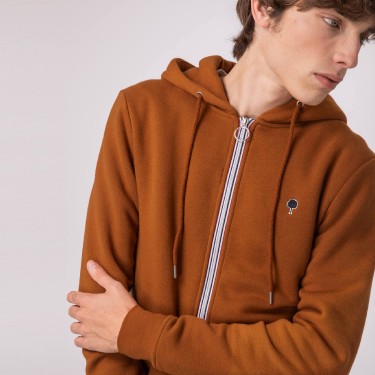 COGNAC HOODIE IN RECYCLED COTTON