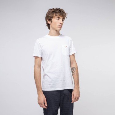 WHITE ROUND NECK T-SHIRT IN RECYCLED COTTON