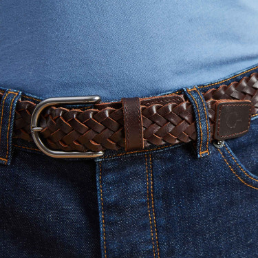 Dark Brown braided belt leather Braided Belt - FAGUO