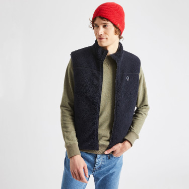 NAVY SLEEVELESS JACKET IN RECYCLED POLYESTER