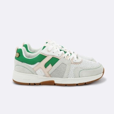 WHITE GREEN RUNNINGS IN RECYCLED LEATHER