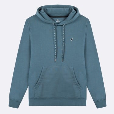 Blue hoodie in recycled cotton