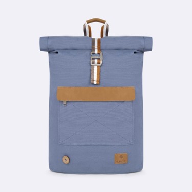Steel blue backpack in recycled cotton