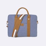 Steel blue laptop bag in recycled cotton
