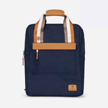 Navy & tawny cotton backpack