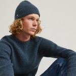 Navy recycled wool beany