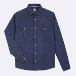 Navy shirt with pockets in recycled cotton