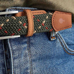 Kaki & Terracotta belt in recycled polyester