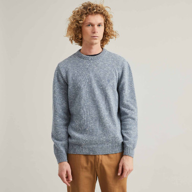 Blue sweater in recycled cotton