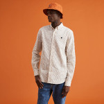 Cream & Camel shirt in cotton & linen