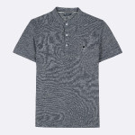 Navy polo shirt in linen & cotton