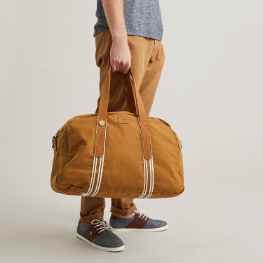 Camel travel bag in recycled cotton