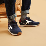 Navy, White & Red runnings shoes in recycled polyester