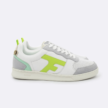 Grey & Lime sneakers in leather
