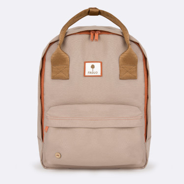 Beige backpack in recycled polyester