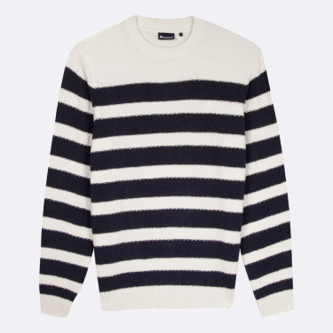Ecru & Navy sweater in recycled cotton