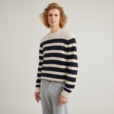 Ecru & Navy sweater in recycled cotton